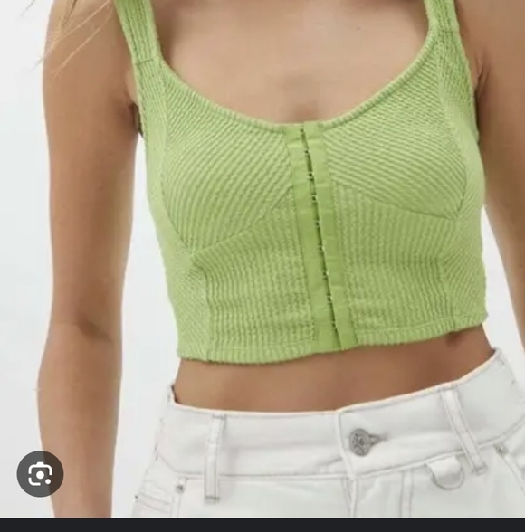 Urban Outfitters,Green Ribbed Crop Top,Size Xl - Picture 1 of 3